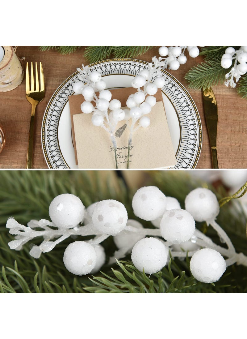 Artiflr Artiflr Red Berries Picks  14 Pack Artificial Berry Stems for Christmas Tree Decorations  Crafts  Holiday and Home Decor  7.9 Inches (White)  - Image 2