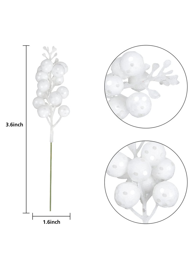 Artiflr Artiflr Red Berries Picks  14 Pack Artificial Berry Stems for Christmas Tree Decorations  Crafts  Holiday and Home Decor  7.9 Inches (White)  - Image 5