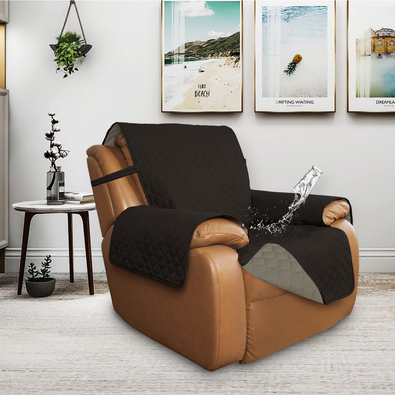 Issuntex Double Protection 100% Waterproof Recliner Covers For Living Room Reversible Furniture Protector Recliner Couch Sofa Slipcover For Dogs Pets Kids (Oversized Recliner Chocolate/Beige) - Image 2