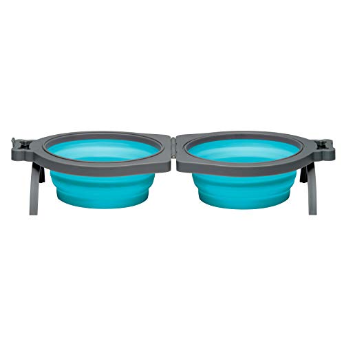 Loving Pets 73807991 Travel Double Diner Dog Bowl Blue Sm - Image 1