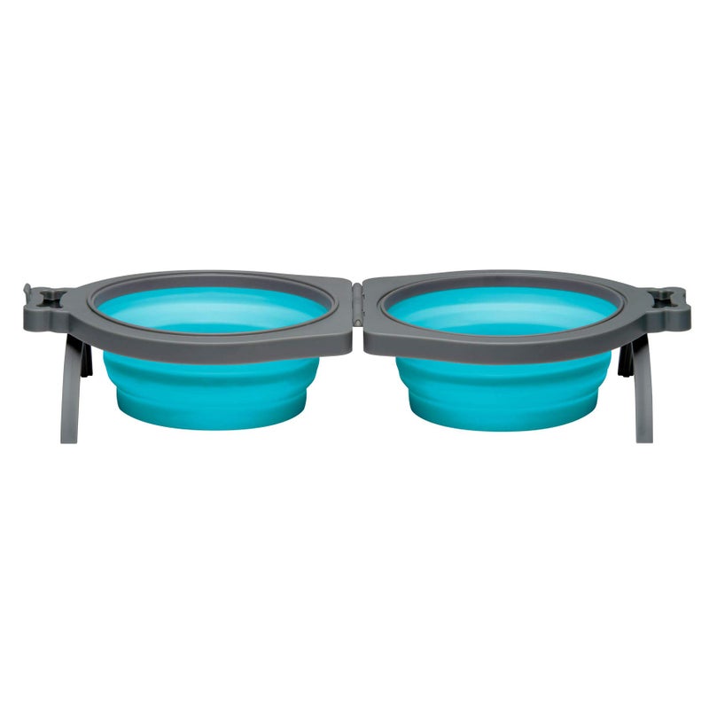 Loving Pets 73807991 Travel Double Diner Dog Bowl Blue Sm - Image 2