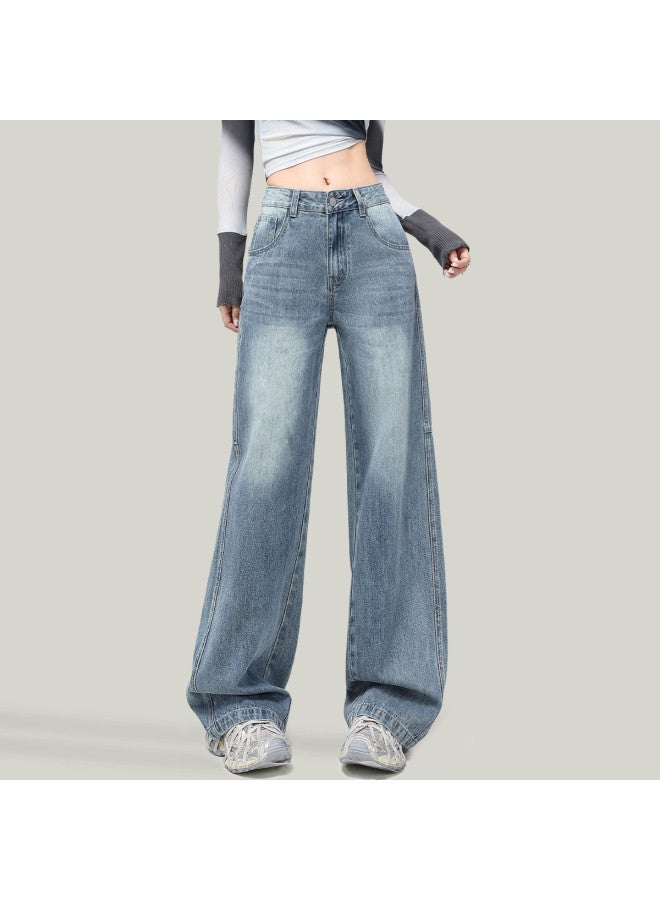 EPTISON Washed Distressed Flared Jeans For Women 2025 Summer Loose Fit High Waist Retro Wide Leg Pants Slimming Styling - Image 4