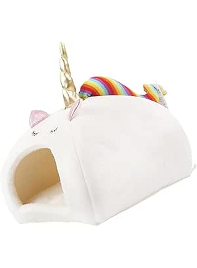 Unicorn Hanging Hamster Bed Warm Winter Sleeping House Portable Small Animal Shelter White - Image 1