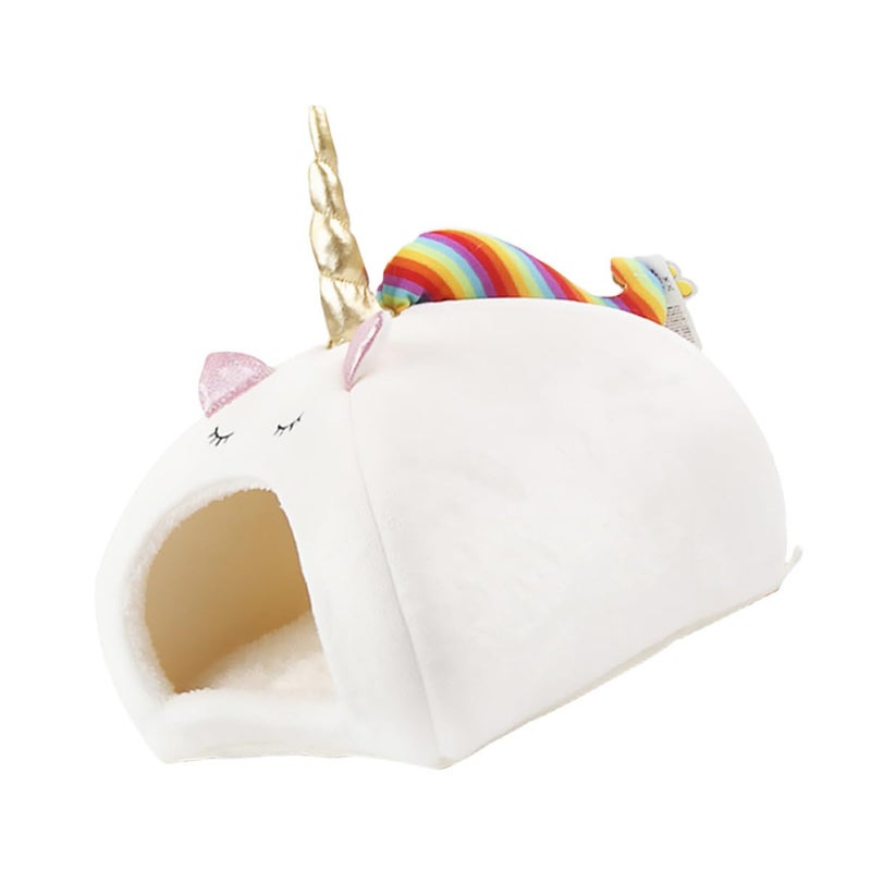 Unicorn Hanging Hamster Bed Warm Winter Sleeping House Portable Small Animal Shelter White - Image 2