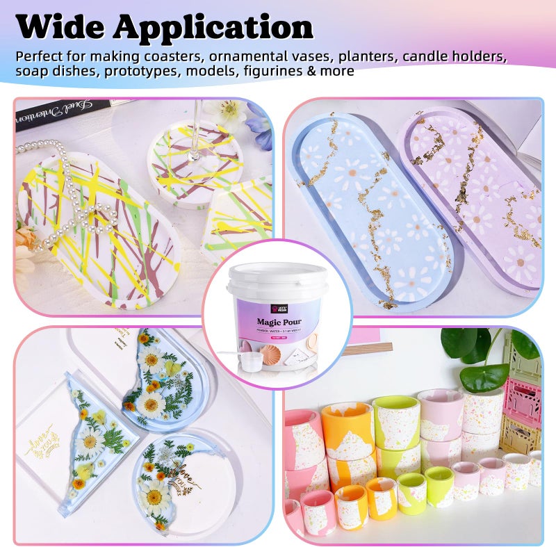 LET'S RESIN Resin Casting Powders 3000g, Fast Cured Casting Resin Kit for Beginners,20~30 Minutes De-Mold, Water Activated Plaster Powder Kit for Molds, Easy Mixing & Self Leveling - Image 4