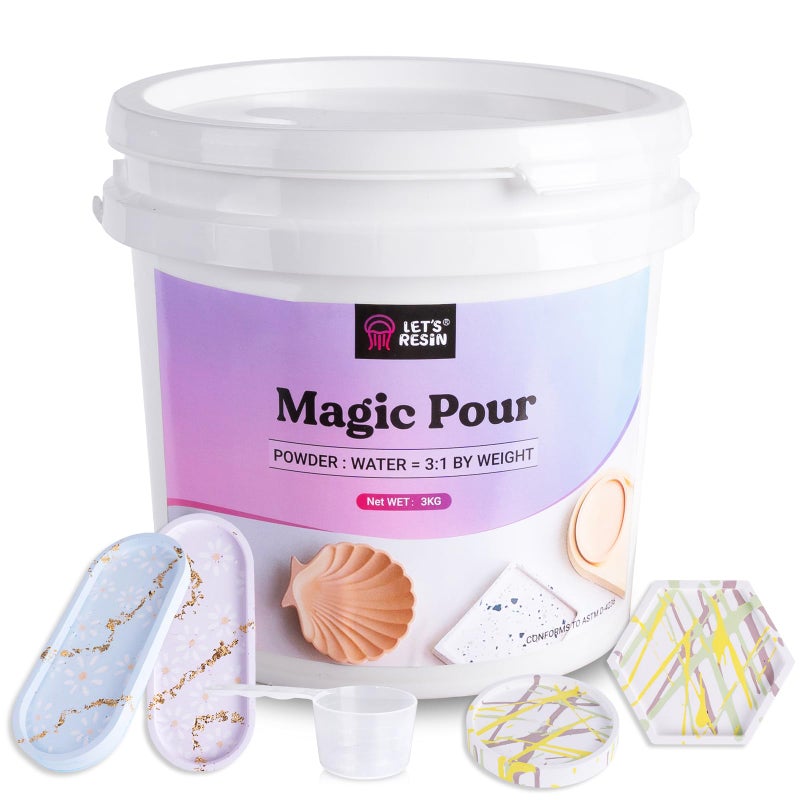LET'S RESIN Resin Casting Powders 3000g, Fast Cured Casting Resin Kit for Beginners,20~30 Minutes De-Mold, Water Activated Plaster Powder Kit for Molds, Easy Mixing & Self Leveling - Image 1