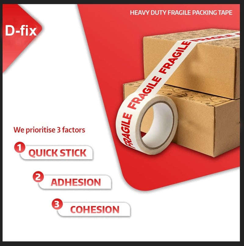 D-Fix ® شريط التعبئة الهش | 65 متر × 48 مم / 2 بوصة | 6 لفات لكل عبوة | مادة تعبئة هشة | مناسبة للتجارة الإلكترونية | مادة تعبئة للأعمال الصغيرة - Image 5