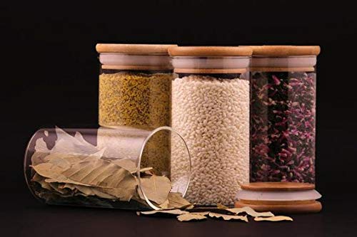 forestamart pack of 9 Glass Storage Jar with Air Tight wooden Lid for HerbsJamCookie Biscuit Masala 9 320 ml - Image 3