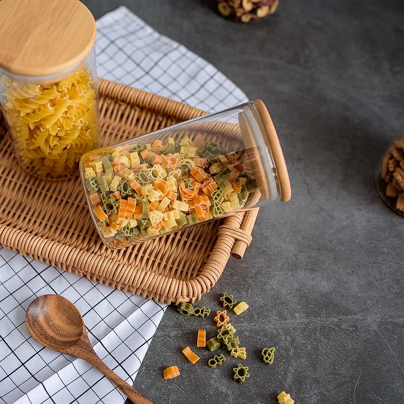 forestamart pack of 9 Glass Storage Jar with Air Tight wooden Lid for HerbsJamCookie Biscuit Masala 9 320 ml - Image 4