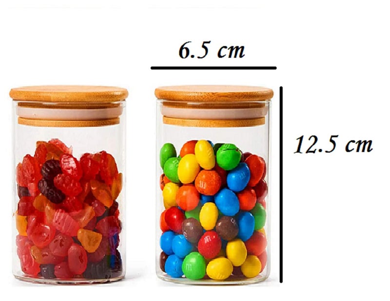 forestamart pack of 9 Glass Storage Jar with Air Tight wooden Lid for HerbsJamCookie Biscuit Masala 9 320 ml - Image 2