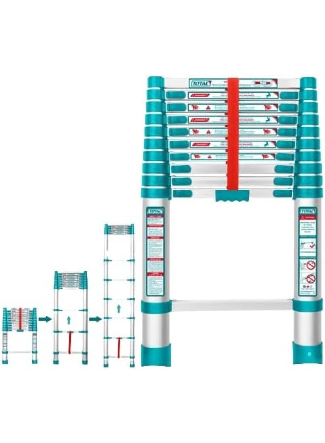 Telescopic Ladder 10 Steps Aluminum Load 150kg THLAD08101 - Compact, Durable, and Easy-to-Use Extension Ladder for Home & Professional Use