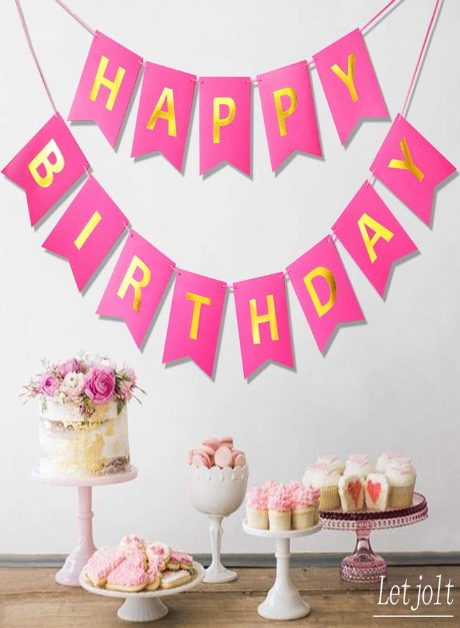 Letjolt Pure Roseo Happy Birthday Banner Signs Golden SparkleBirthday Party Funny Supplies for Girl Birthday Party Decorations Nursery Hanging Decor 13 Pieces - Image 2