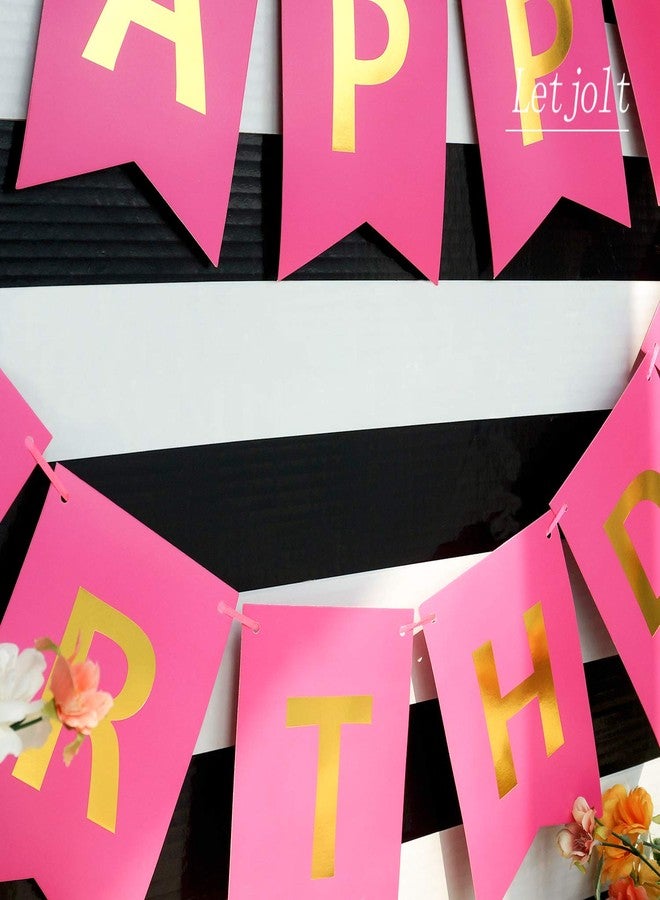 Letjolt Pure Roseo Happy Birthday Banner Signs Golden SparkleBirthday Party Funny Supplies for Girl Birthday Party Decorations Nursery Hanging Decor 13 Pieces - Image 5