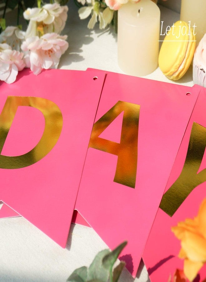 Letjolt Pure Roseo Happy Birthday Banner Signs Golden SparkleBirthday Party Funny Supplies for Girl Birthday Party Decorations Nursery Hanging Decor 13 Pieces - Image 4