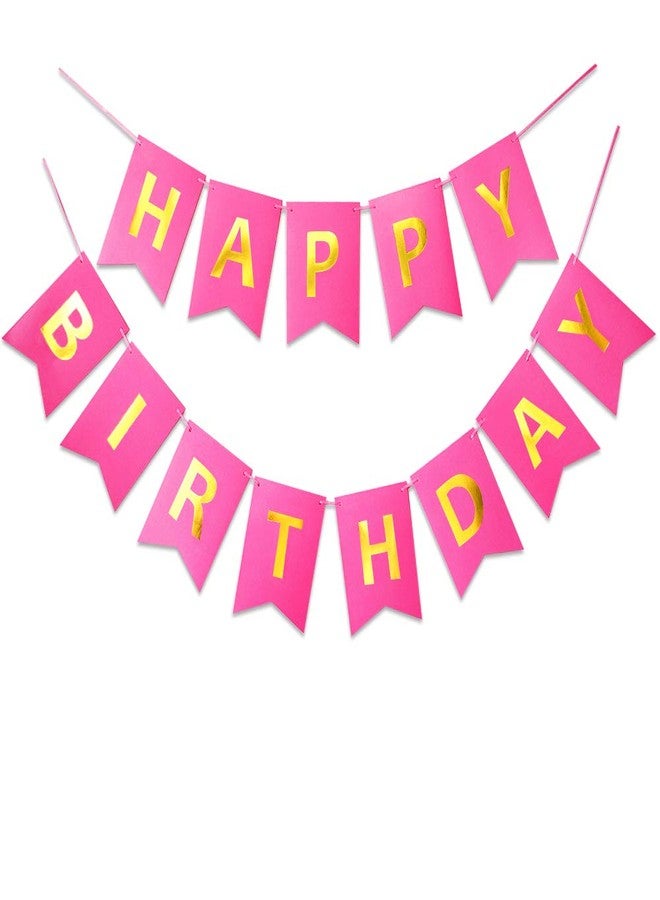 Letjolt Pure Roseo Happy Birthday Banner Signs Golden SparkleBirthday Party Funny Supplies for Girl Birthday Party Decorations Nursery Hanging Decor 13 Pieces - Image 1