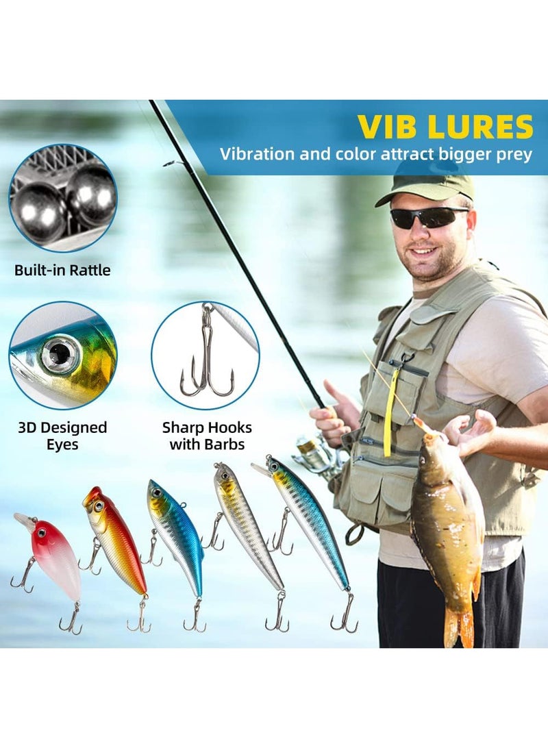 Arabest 302Pcs Fishing Lures Fishing Gear Tackle Box Fishing Attractants for Bass Trout Salmon Fishing Accessories Including Spoon Lures Soft Plastic Worms Crankbait Jigs Fishing Hooks - Image 3