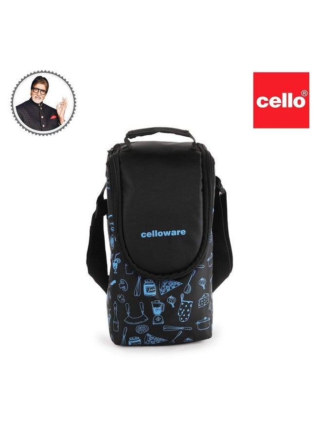 Cello CELLO MF Click Lunch Box Set with Bag, 4 Containers, 300ml, Blue | Tiffin Box Outer Plastic Inner Steel with Bag | Leakproof Lunch Boxes with Jacket | Ideal for Office, School, College  - Image 4