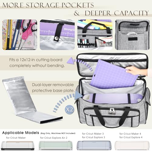 CAB55 Rolling Carrying Case for Cricut Maker 3Maker 4MakerExplore 4Explore 3Explore Air 2 DoubleLayer Storage Bag with 4 Wheels Mat Pocket for Cricut Cutting Machine Accessories Tools - Image 3