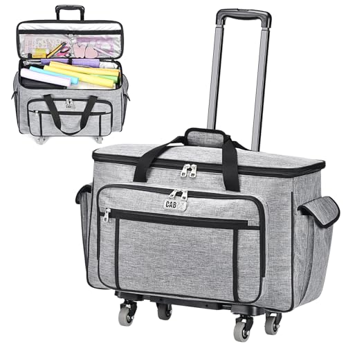 CAB55 Rolling Carrying Case for Cricut Maker 3Maker 4MakerExplore 4Explore 3Explore Air 2 DoubleLayer Storage Bag with 4 Wheels Mat Pocket for Cricut Cutting Machine Accessories Tools - Image 1