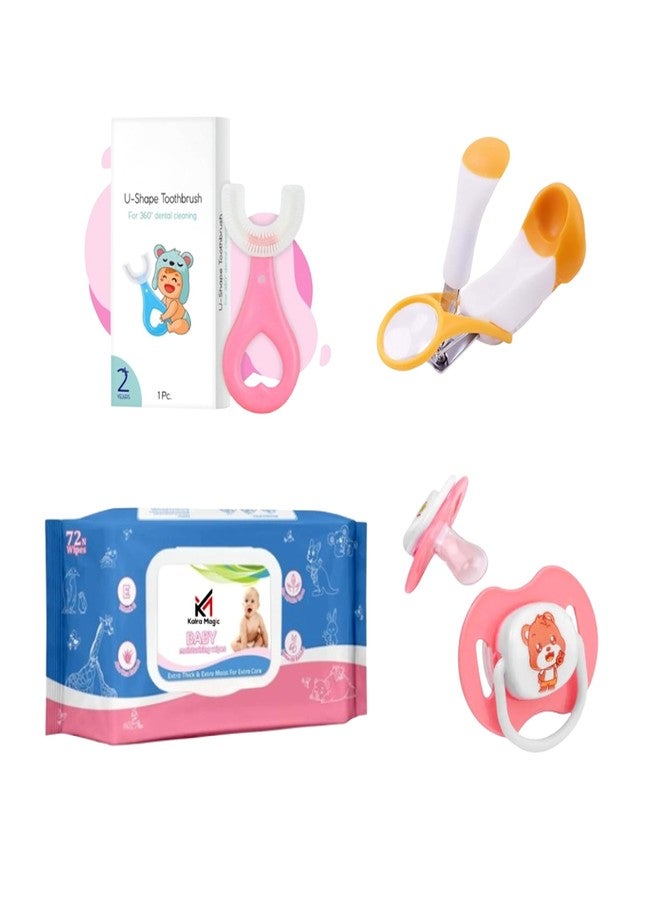 Kalra Magic® Baby Cleaning Kit Combo 2 | Newborn Hygiene & Bath Essentials with Hooded Towel, Cotton Baby Wipes, Soft Muslin Cloths & Moisturising Wipes - Image 1