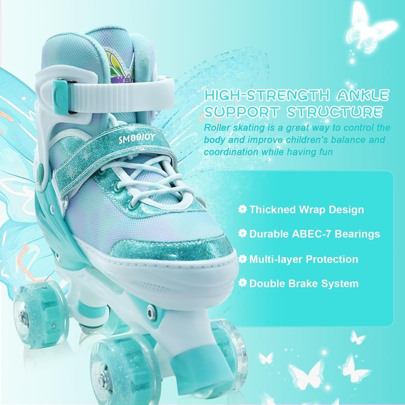 SMOOJOY Kids Adjustable Roller Skates with Light Up Wheels - Butterfly Design for Ages 3-12 - Image 2