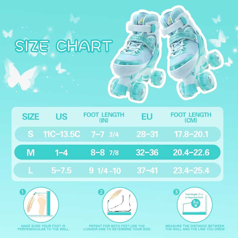 SMOOJOY Kids Adjustable Roller Skates with Light Up Wheels - Butterfly Design for Ages 3-12 - Image 4