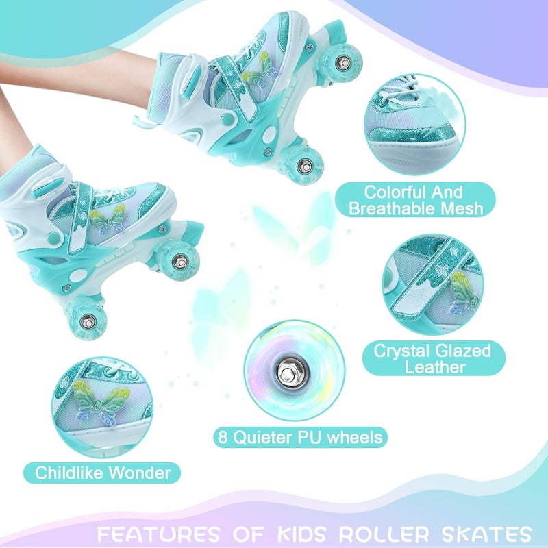 SMOOJOY Kids Adjustable Roller Skates with Light Up Wheels - Butterfly Design for Ages 3-12 - Image 3