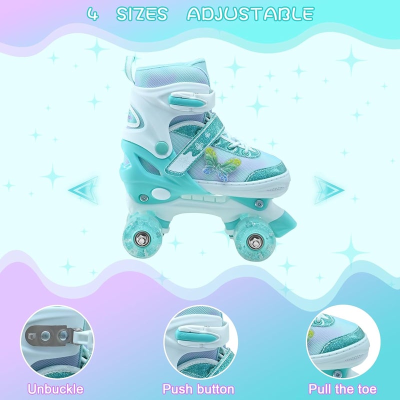 SMOOJOY Kids Adjustable Roller Skates with Light Up Wheels - Butterfly Design for Ages 3-12 - Image 5