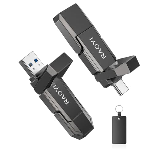 RAOYI 256GB USB C External SSD, 2-in-1 Solid State Drive Up to 450MB/s Dual USB 3.2 + Type-C Thumb Drive Portable SSD Drive for iPhone 15/16/17, Android, Tablet, PC and PS4 - Image 1
