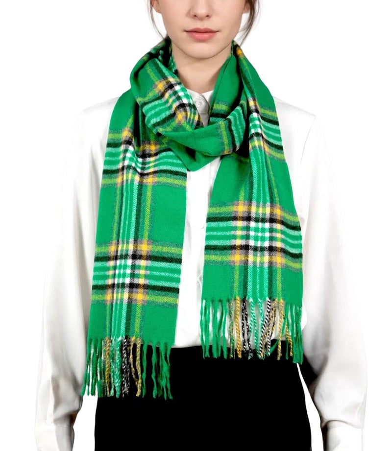 Achillea Cashmere Feel Tartan Plaid Scarf - Classic Winter Scarf for Men & Women, Scottish Heritage Holiday Gift (Irish National) - Image 2