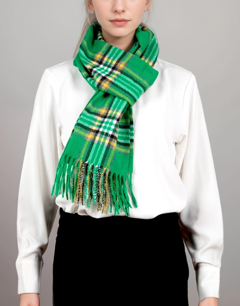 Achillea Cashmere Feel Tartan Plaid Scarf - Classic Winter Scarf for Men & Women, Scottish Heritage Holiday Gift (Irish National) - Image 5