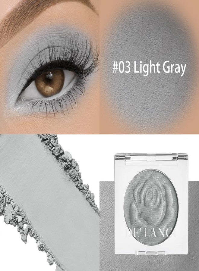 DE'LANCI Matte Grey Eyeshadow Single, Matte Gray Eyeshadow Palette For Cool Tone, Longwear Natural Punk Goth Grey Eye Shadow Makeup, Blendable Blue Grey Smoky Eye Makeup for Women Day & Night, #03 - Image 2