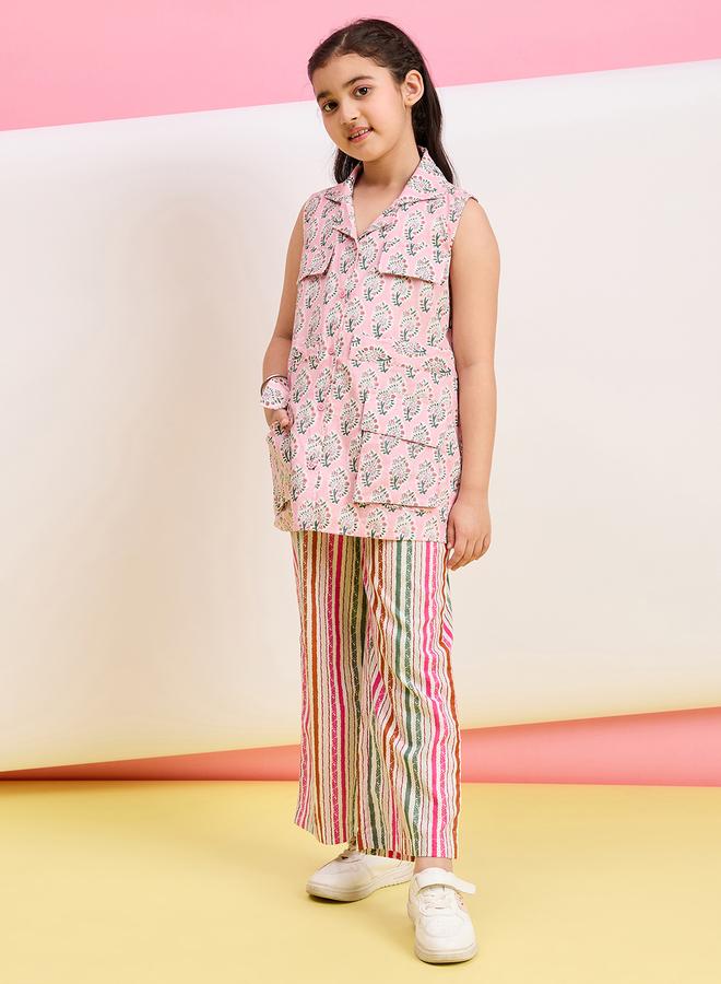 ستايلو بج طقم بلوزة وبنطلون بطبعة زهور بياقة ستايلو باغ - Image 2