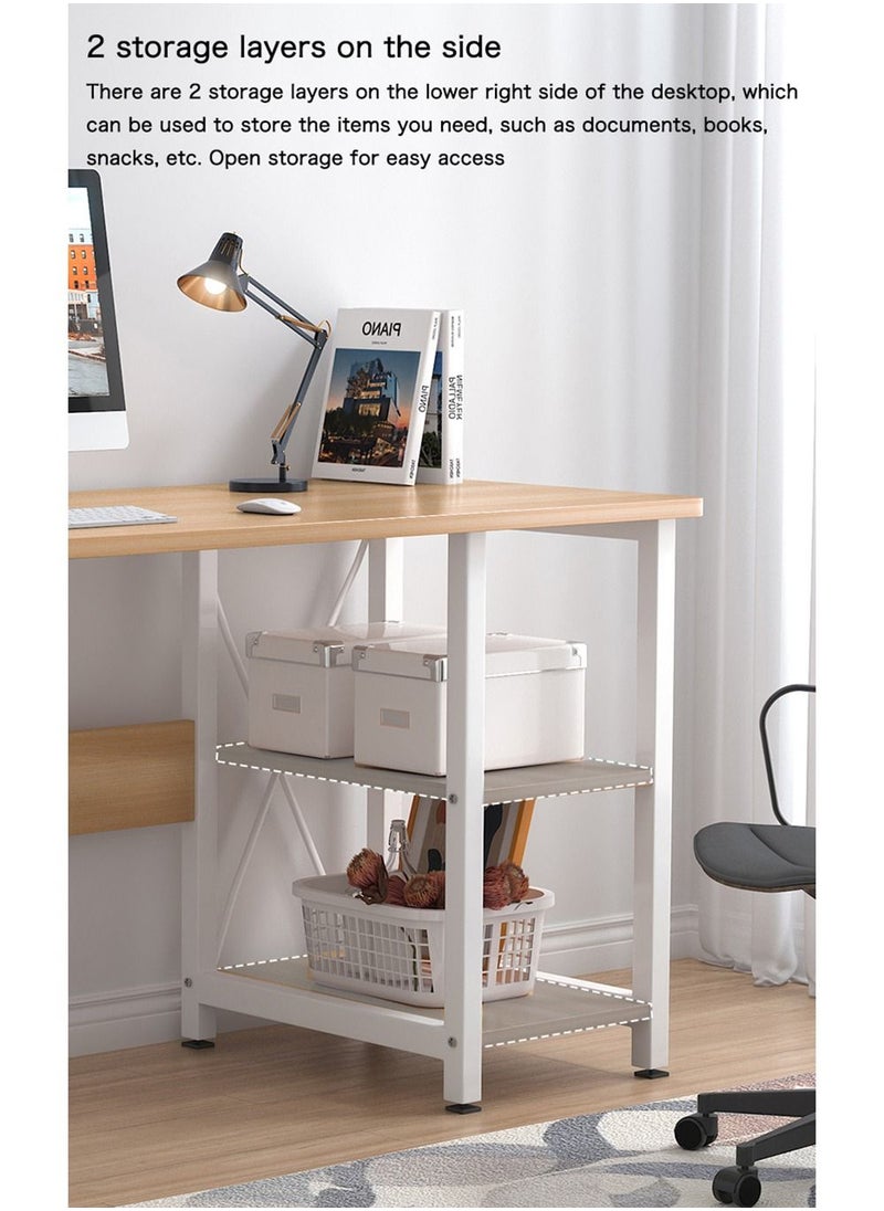 AnneFish 100*50*76cm Office Table Home Office Study Computer Table Work Station Modern Gaming Desk Writing Laptop Table With 2 Storage Shelves For Bedroom and Office  - Image 2