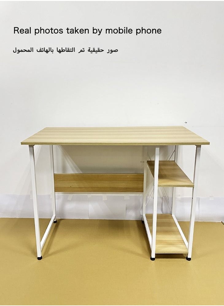 طاولة مكتبية ١٠٠*٥٠*٧٦ سم، طاولة كمبيوتر للدراسة، محطة عمل، مكتب ألعاب عصري، طاولة كتابة، كمبيوتر محمول، مع رفين للتخزين، مناسبة لغرفة النوم والمكتب.