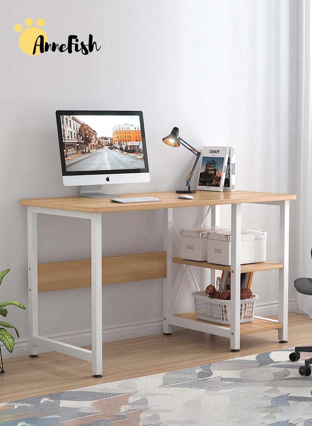 AnneFish 100*50*76cm Office Table Home Office Study Computer Table Work ...