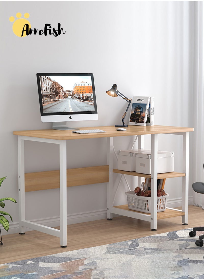 AnneFish 100*50*76cm Office Table Home Office Study Computer Table Work Station Modern Gaming Desk Writing Laptop Table With 2 Storage Shelves For Bedroom and Office  - Image 1