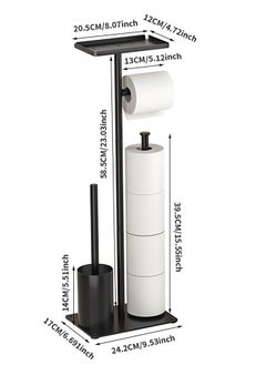 Hihonor Black Toilet Paper Holder with Toilet Brush,Bathroom Toilet Decoration,Freestanding Paper Towel Roll Organizer for Apartment/Restroom  - Image 5