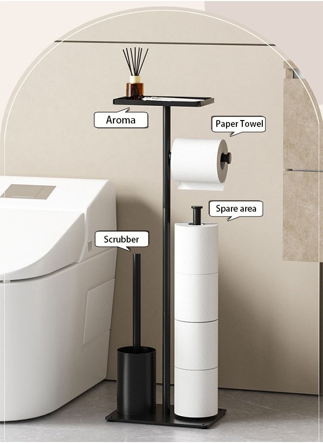 Hihonor Black Toilet Paper Holder with Toilet Brush,Bathroom Toilet Decoration,Freestanding Paper Towel Roll Organizer for Apartment/Restroom  - Image 3