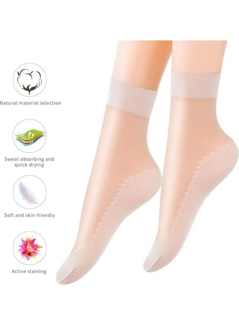 LANG SHA 12 Pairs Sheer Ankle Socks Thin Nylon Transparent Ankle High Hosiery Socks Short Dress Stockings for Women (Multi Color)  - Image 3