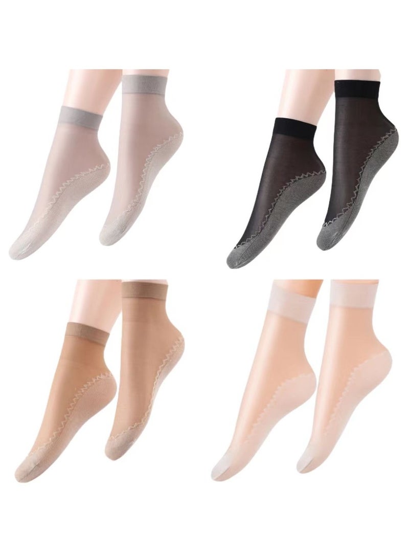 LANG SHA 12 Pairs Sheer Ankle Socks Thin Nylon Transparent Ankle High Hosiery Socks Short Dress Stockings for Women (Multi Color)  - Image 5