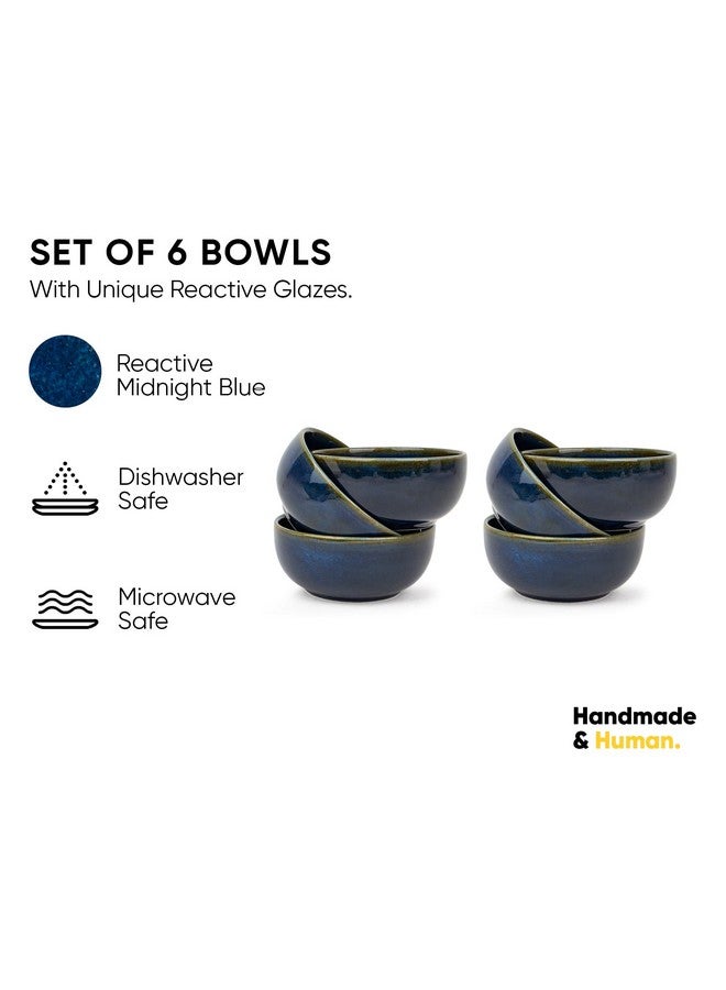Shay Ceramic Veg Bowls Set of 6 for Dinner, 180ml, 6 Pieces - Blue Green | Katori Set of 6 | Glossy Finish | Porcelain | Ceramic Bowls Set of 6 | Dessert Bowl Set (Veg Bowl - Blue Green) - Image 2