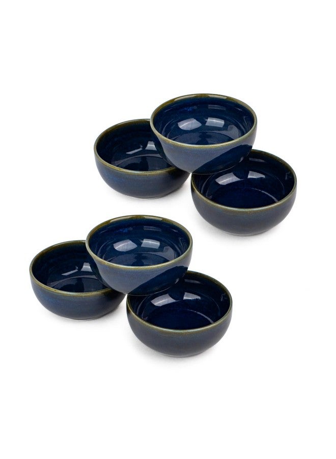 Shay Ceramic Veg Bowls Set of 6 for Dinner, 180ml, 6 Pieces - Blue Green | Katori Set of 6 | Glossy Finish | Porcelain | Ceramic Bowls Set of 6 | Dessert Bowl Set (Veg Bowl - Blue Green) - Image 1