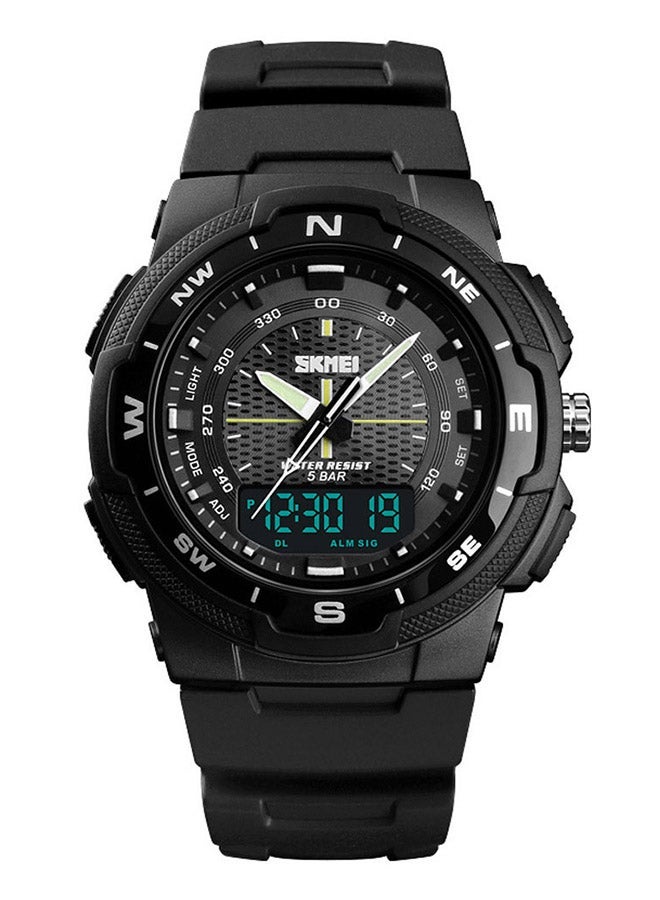 NIBEMINENT Men's Rubber Strap Analog/Digital Wrist Watch L698 - 47 mm Black - Image 1