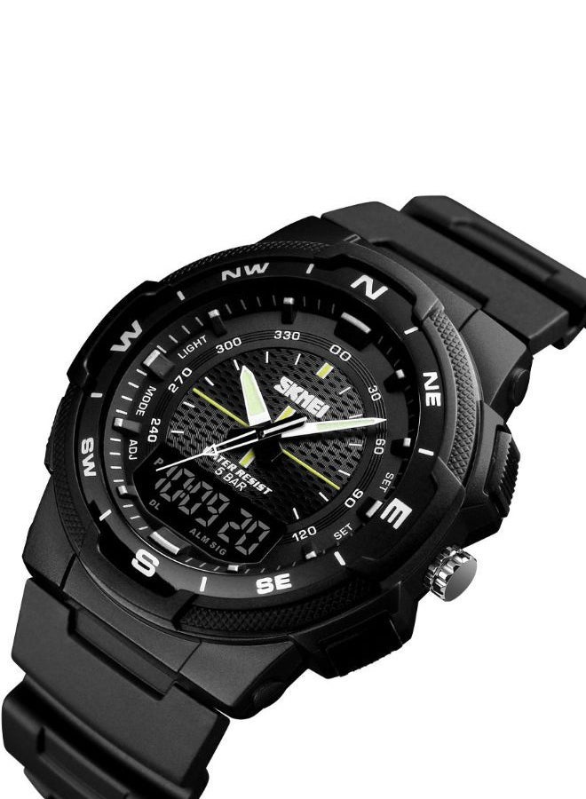 NIBEMINENT Men's Rubber Strap Analog/Digital Wrist Watch L698 - 47 mm Black - Image 4
