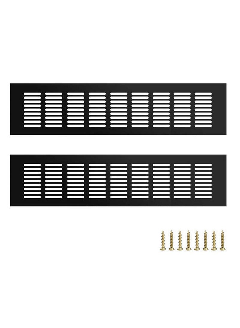 Excefore Air Vent Grille Cover, 2 Pcs Vent Cover Cupboard Vents Fridge Vent Louvred Wall Vent Grille,Black, 80mm x 400mm  - Image 1