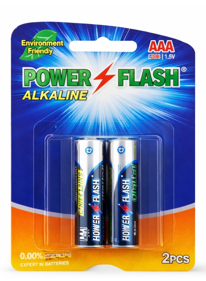 POWER FLASH AAA Alkaline Batteries 1.5V – Long Lasting & Eco-Friendly – 2 Pieces Pack - Image 1