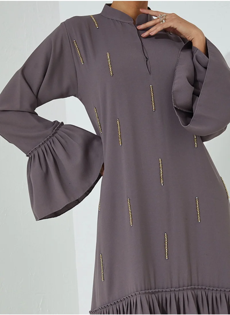 Rosette Abaya Pleated Abaya