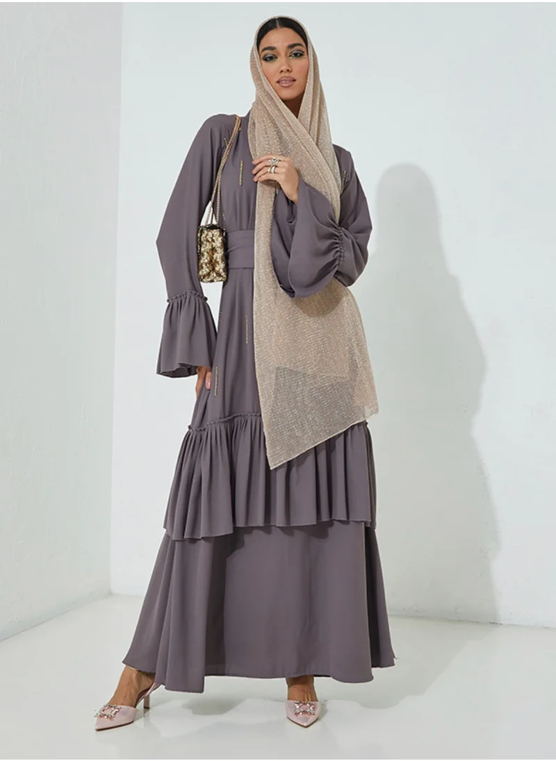 Rosette Abaya Pleated Abaya