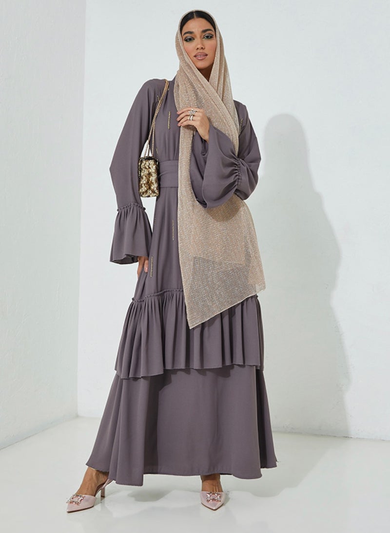 Rosette Abaya Pleated Abaya  - Image 1